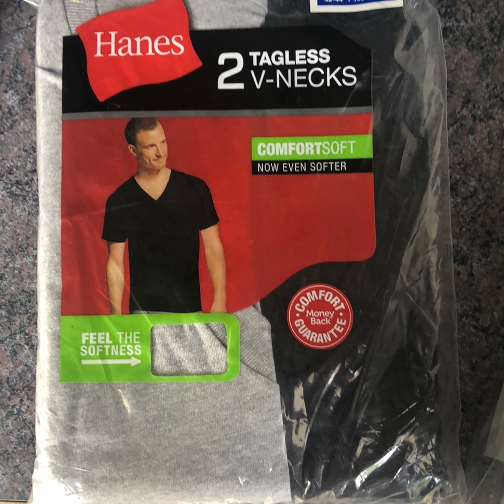 Hanes 2-Pack Tagless V-Neck T-Shirts Men’s